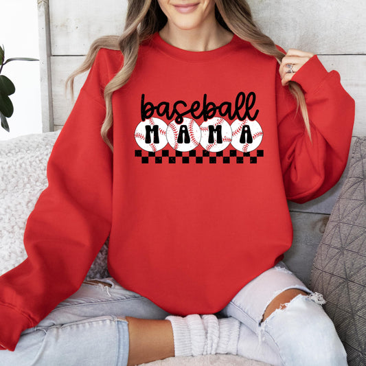 Checkered Baseball Mom Sweatshirt | Gift for Softball Moms