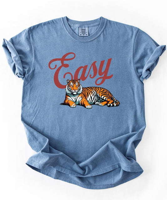 Retro Easy Tiger Shirt for Women and Men Trendy Vintage Unique Graphic Tee