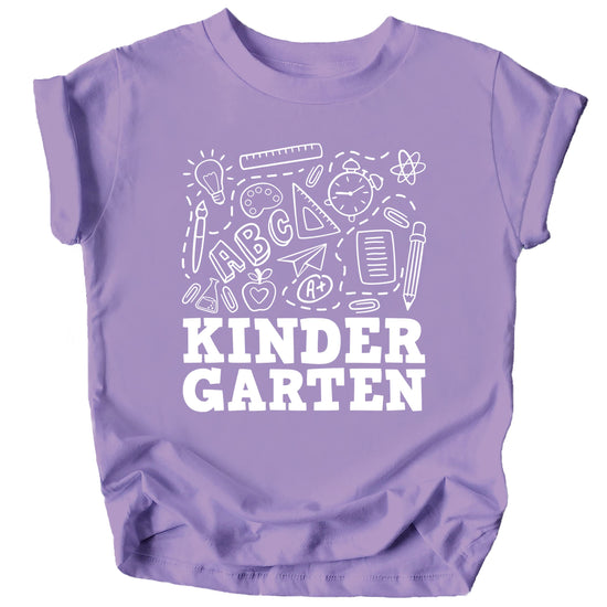 Child wearing pink kindergarten first day shirt raglan style back to school outfit