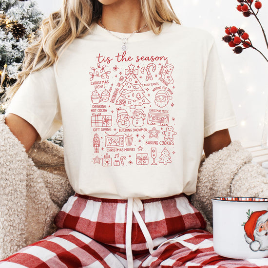 Back or side view of natural unisex holiday collage graphic tee by Olive Loves Apple