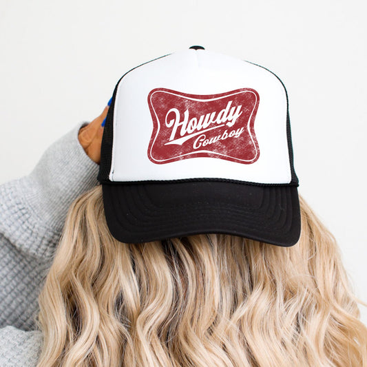 Howdy Cowboy Trucker Hat for Men & Women Western Foam Front Classic 5 Panel Mesh Snapback