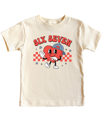 Six Seven Funny Valentine's Day Heart Kids Graphic Tee
