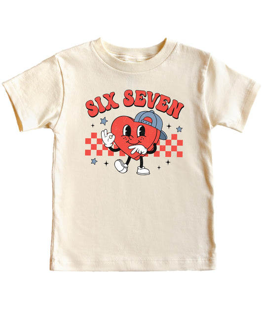 Six Seven Funny Valentine's Day Heart Kids Graphic Tee