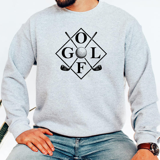 Golf themed crewneck sweatshirt lifestyle shot