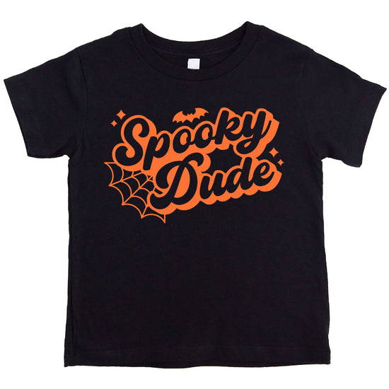 Retro spooky dude spiderweb Halloween graphic tee in vintage burgundy for baby and toddler boys