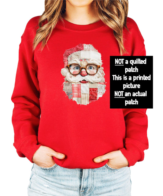 Faux Patch Santa Sweatshirt | Women, Teens & Kids Christmas