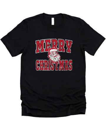 Retro Merry Christmas Unisex Shirt for Women and Men Vintage Inspired Distressed Santa Tee