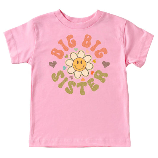 Big Big Sister Groovy Daisy Shirt for New Baby Pregnancy Reveal Outfit for Baby and Toddler