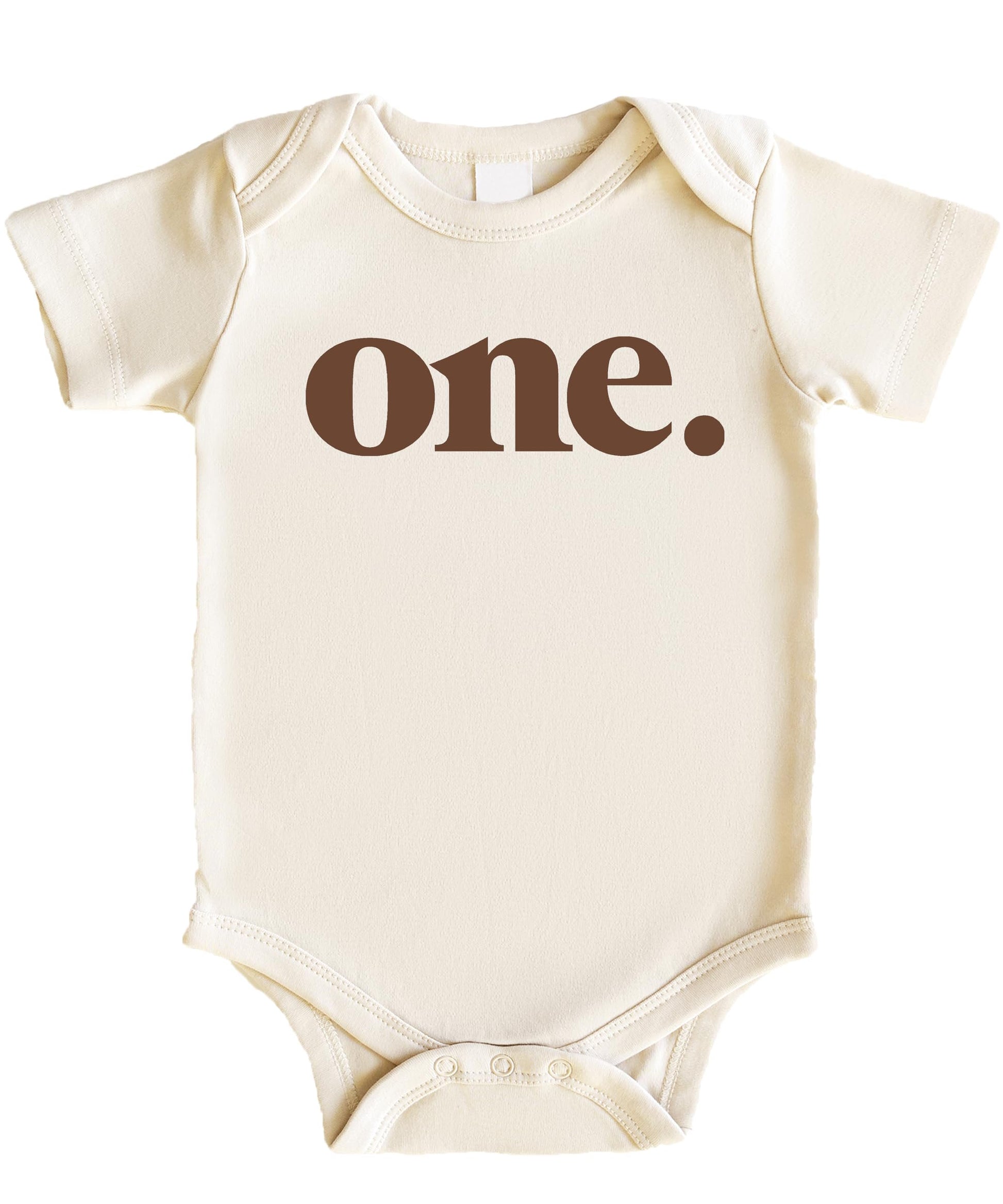 Flat lay of mauve Bold One birthday bodysuit showing full graphic design for baby's first birthday