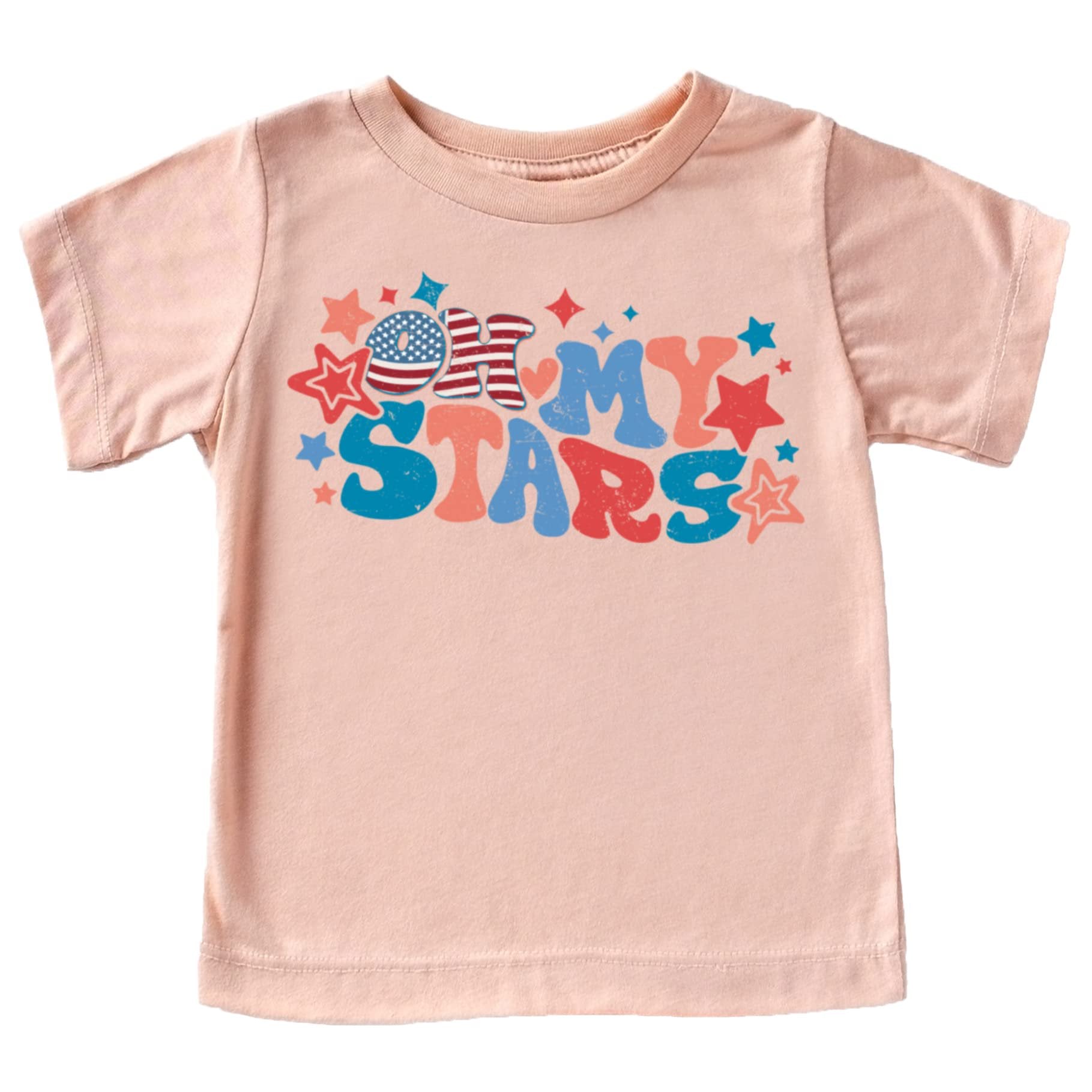 Group or lifestyle shot of Oh My Stars 4th of July matching family shirts