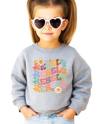 Retro Rebels Sweatshirt Sports Season Sweater for Adults, Youth and Teens White Sweatshirt Youth Small