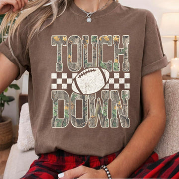 Camo Touchdown Football Graphic Tee for Men, Women & Teens