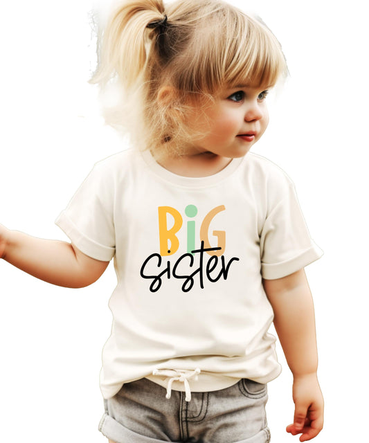 Big Sister Shirt for Girls Trendy Matching Sibling T-Shirt for Kids and Toddlers