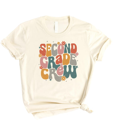 Retro Second Grade Shirt for Toddlers, Youth and Women Trendy Flower Vintage School Tee for Adults and Kids