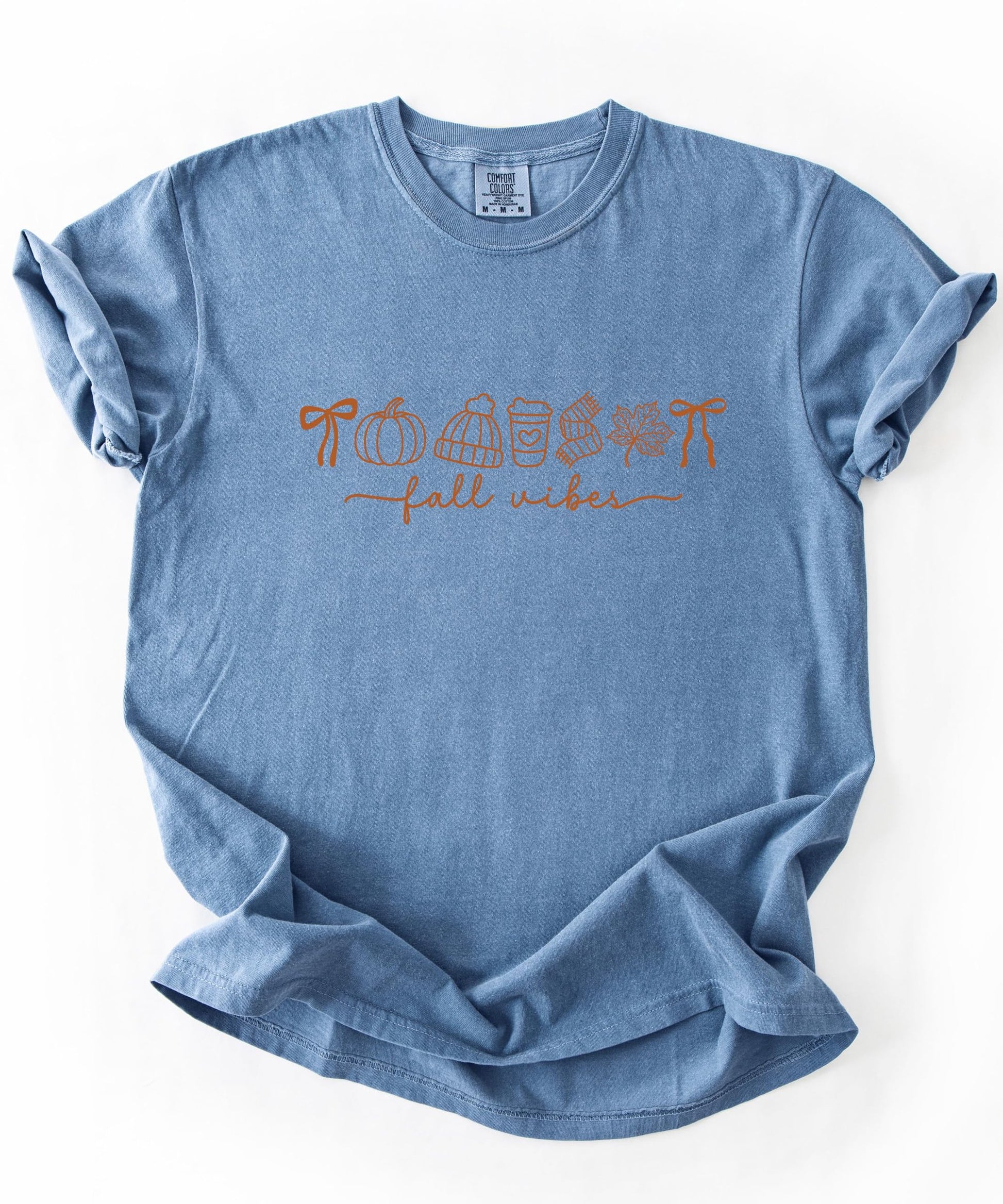Fall Vibes t-shirt styled with jeans showing relaxed fit and autumn graphic design