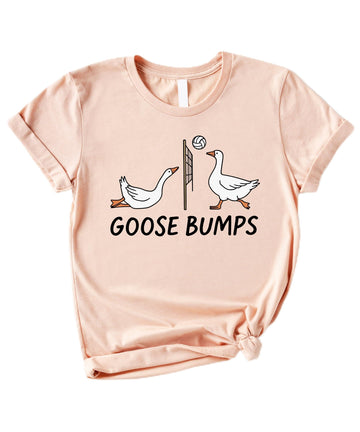 Goose Bumps Volleyball Unisex Shirt Funny Sports T-Shirt for Adults, Teens & Kids Peach Shirt Adult X-Large