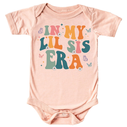 In My Lil Sis Era Baby Girl Bodysuit | Butterfly Floral