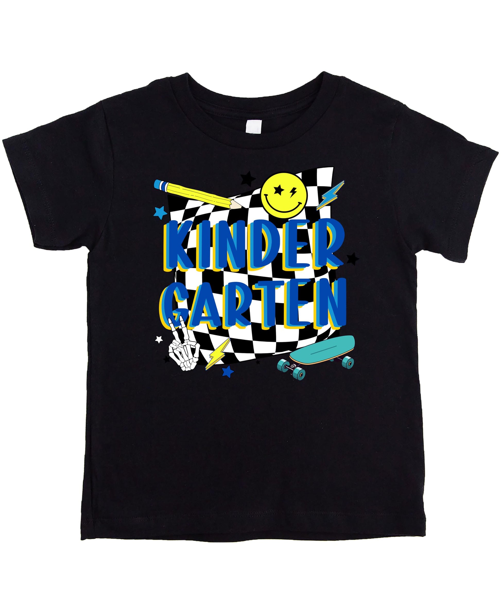 Boys retro kindergarten skateboard graphic t-shirt for first day of school by Olive Loves Apple