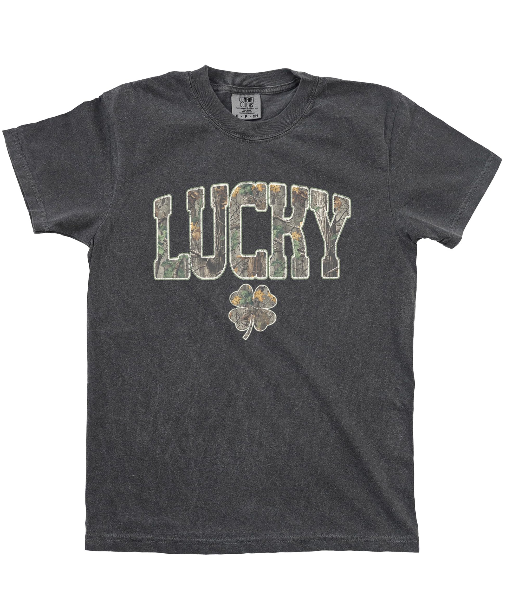 Women's St. Patrick's Day lucky camo shirt with shamrock design, unisex style