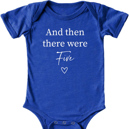 And Then There Were 4 baby bodysuit in mauve shown from the back, perfect for baby announcement photos