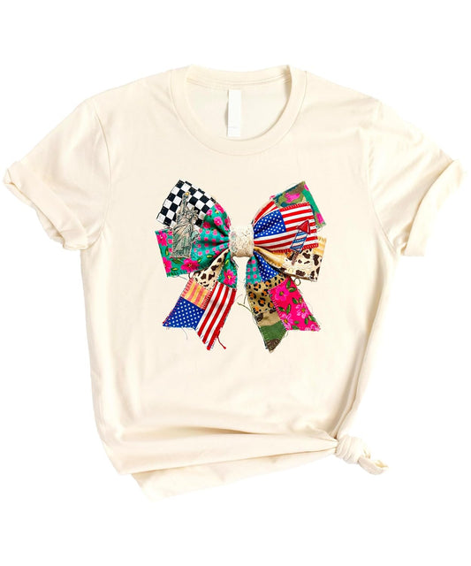 Patriotic Bow 4th of July Shirt - Vintage Americana Family Matching Tee