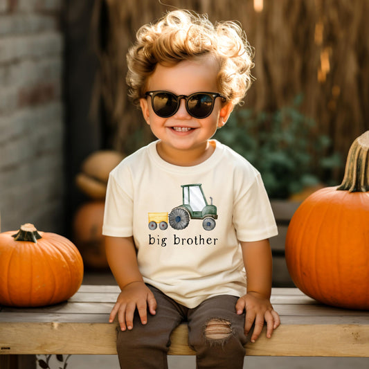 Big Brother Barn Farm Tractor Shirt for Sibling Reveal Baby Announcement Shirt