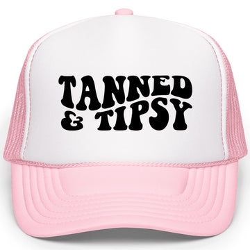 Tan & Tipsy Trucker Hat for Women Summer Foam Front Classic 5 Panel Mesh Snapback
