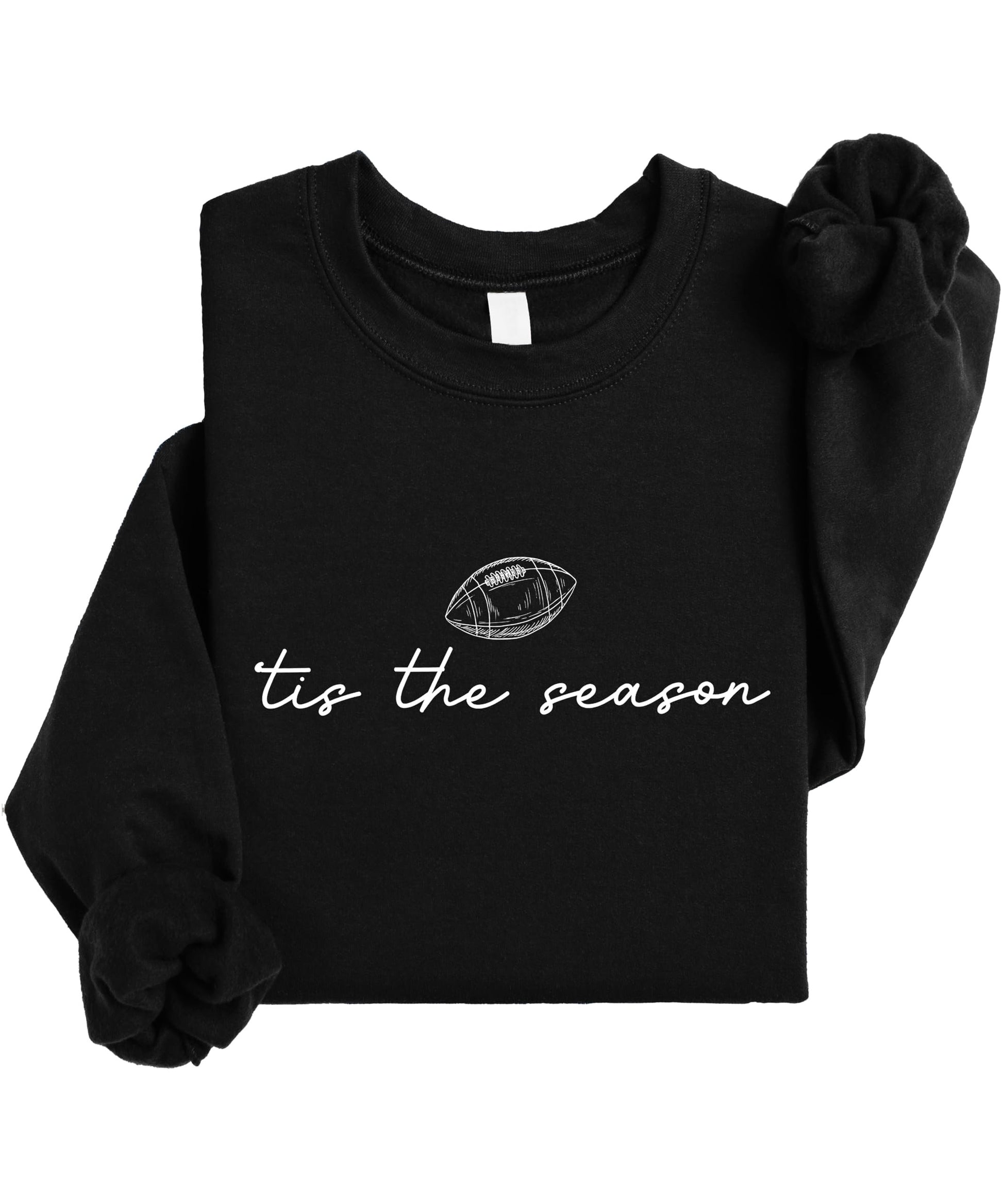 Teen and women's trendy game day sweatshirt with 'Tis the Season football graphic design