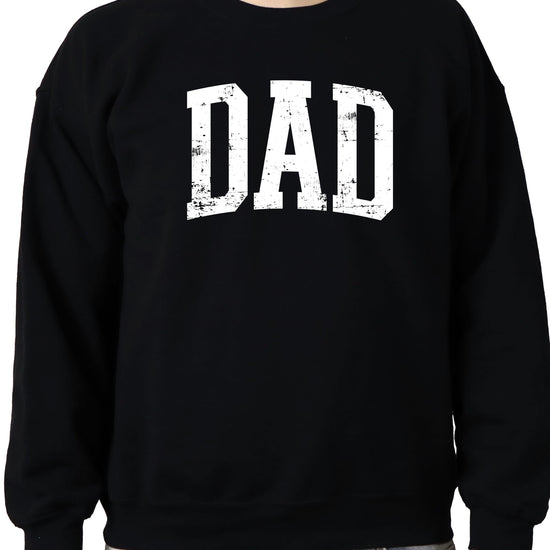 Lifestyle flat lay of distressed DAD men's sweatshirt in heather gray