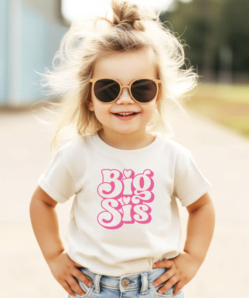 Big and Lil Sis Matching Shirt for Siblings Retro Pink Graphic - SOLD INDIVIDUALLY