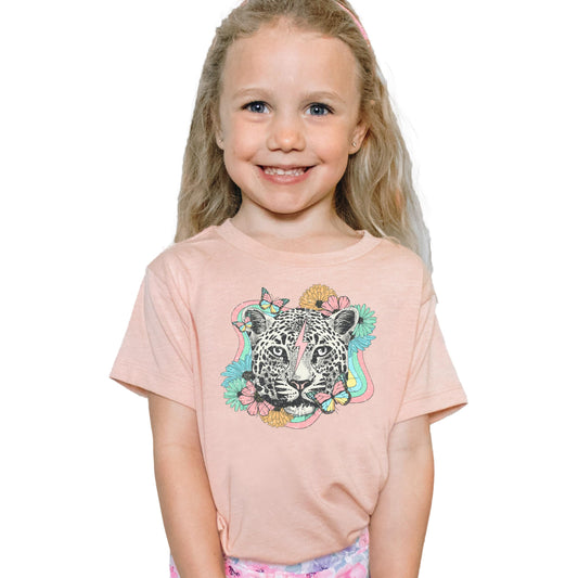 Retro Leopard & Flowers Girls Tee or Bodysuit