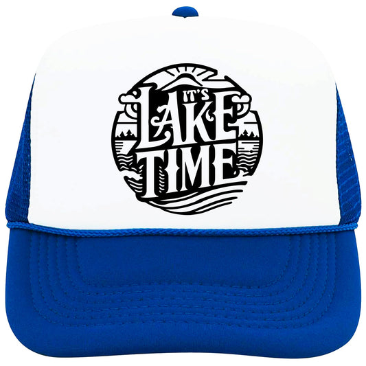 It's Lake Time Unisex Trucker Hat Lake Day Graphic Foam Front Classic 5 Panel Mesh Snapback