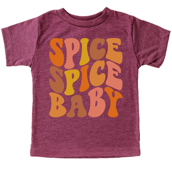 Spice Spice Baby bodysuit displayed showing full graphic design for fall and Halloween