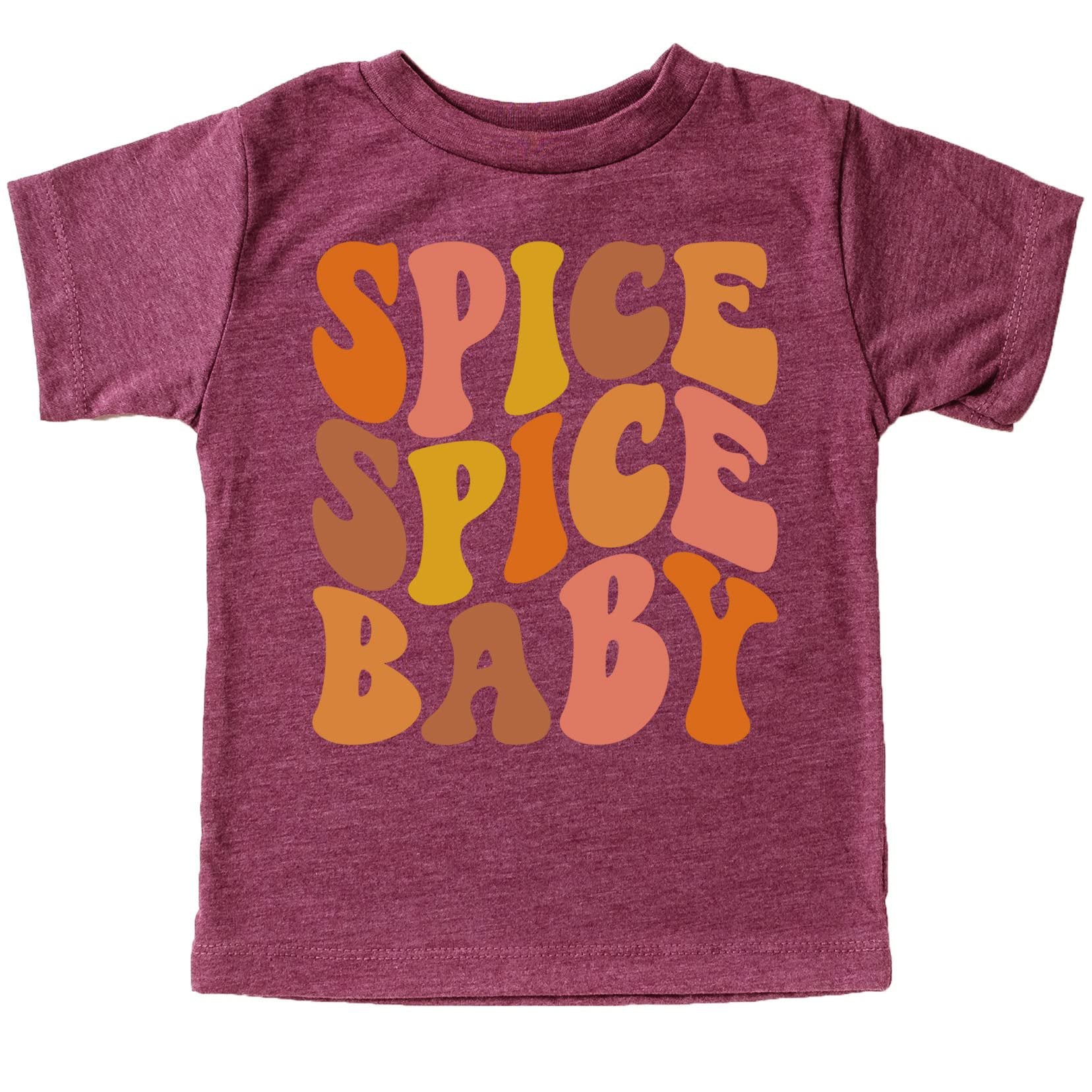 Spice Spice Baby bodysuit displayed showing full graphic design for fall and Halloween
