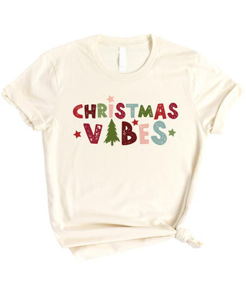 Christmas Vibes Christmas Tree Kids and Adult Matching Christmas T-Shirts for Matching Family Fun Outfits