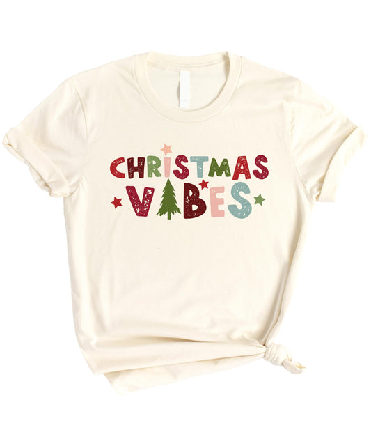 Christmas Vibes Christmas Tree Kids and Adult Matching Christmas T-Shirts for Matching Family Fun Outfits