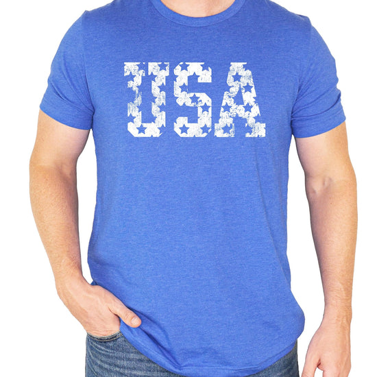 Size and care label detail of vintage USA patriotic t-shirt