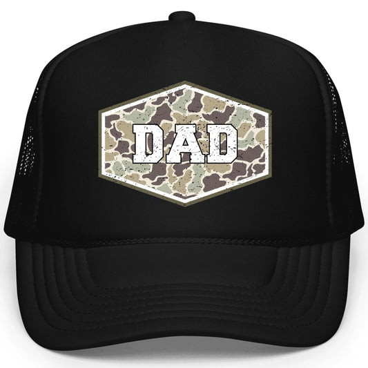 Distressed Camo Dad Grandpa Papa Trucker Hat Retro Hunting Classic 5 Panel Foam Front Mesh Snapback -Sold Individually