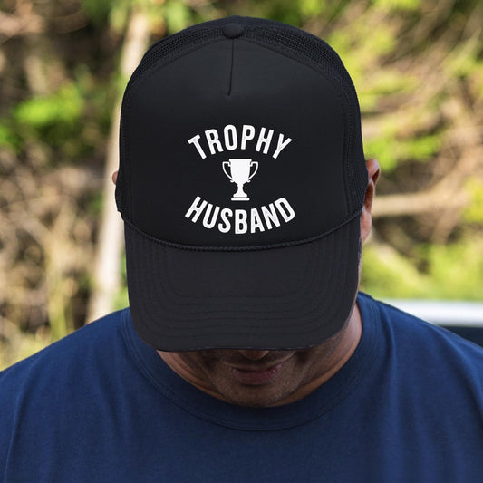Funny Trophy Husband Graphic Trucker Hat for Men Classic 5 Panel Mesh Snapback
