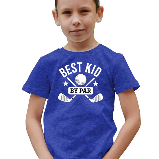 Detail shot of Best Kid By Par golf design print quality on kids graphic tee