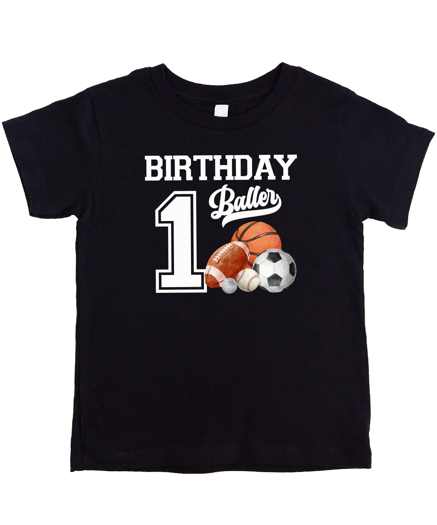 1st Birthday Baller Shirt for Boys Sports Theme Party T-Shirt for 1 Year Old