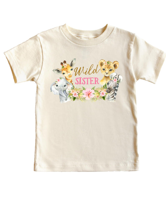 Wild One Birthday Girl Shirt Safari Animal Matching Family Party Tee for Mom Dad Bro Sis -Sold Individually