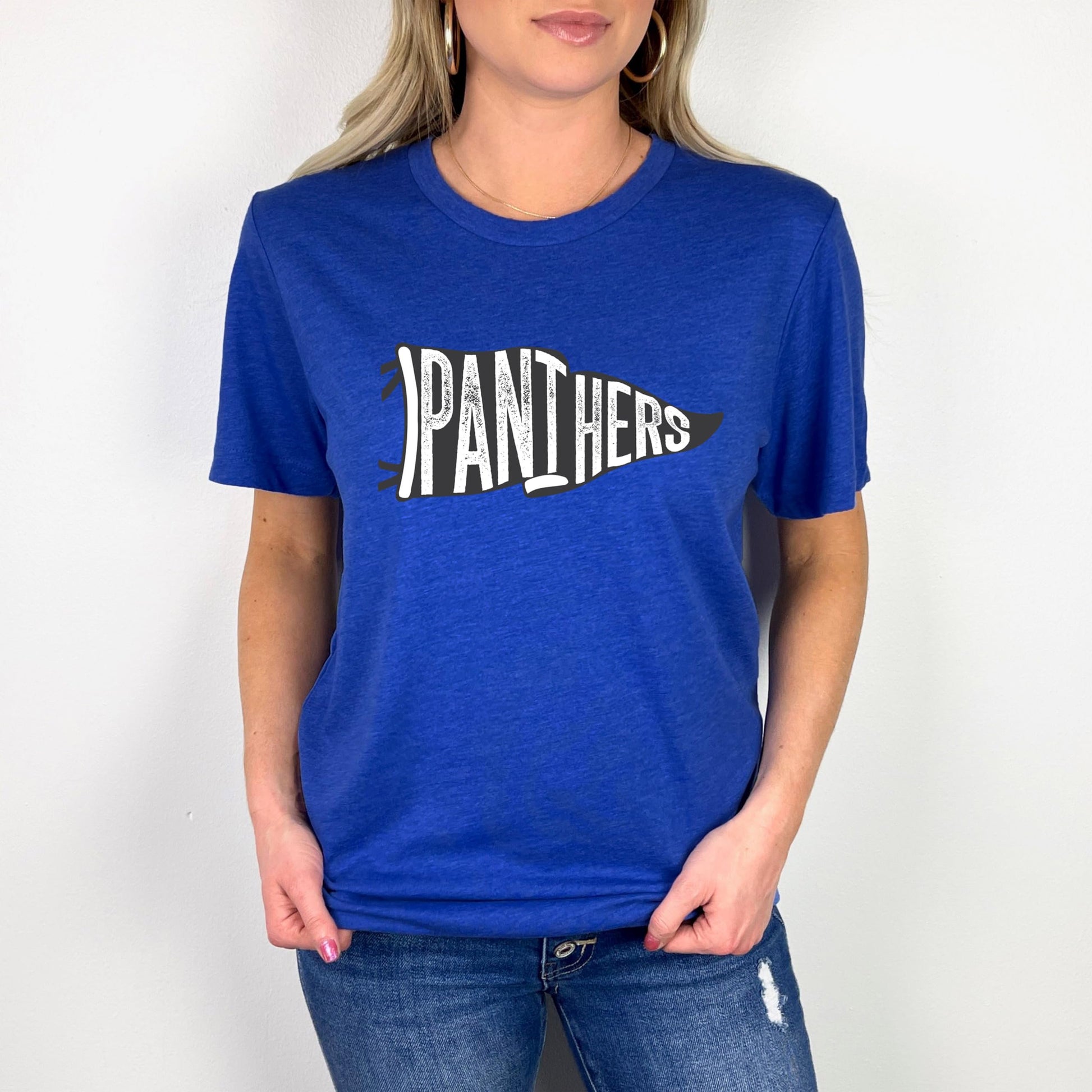 Panthers vintage sports shirt detail view showing print quality