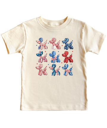 Cute Patriotic Balloon Shirt for Women, Youth and Toddler Girls Matching 4th of July Tee