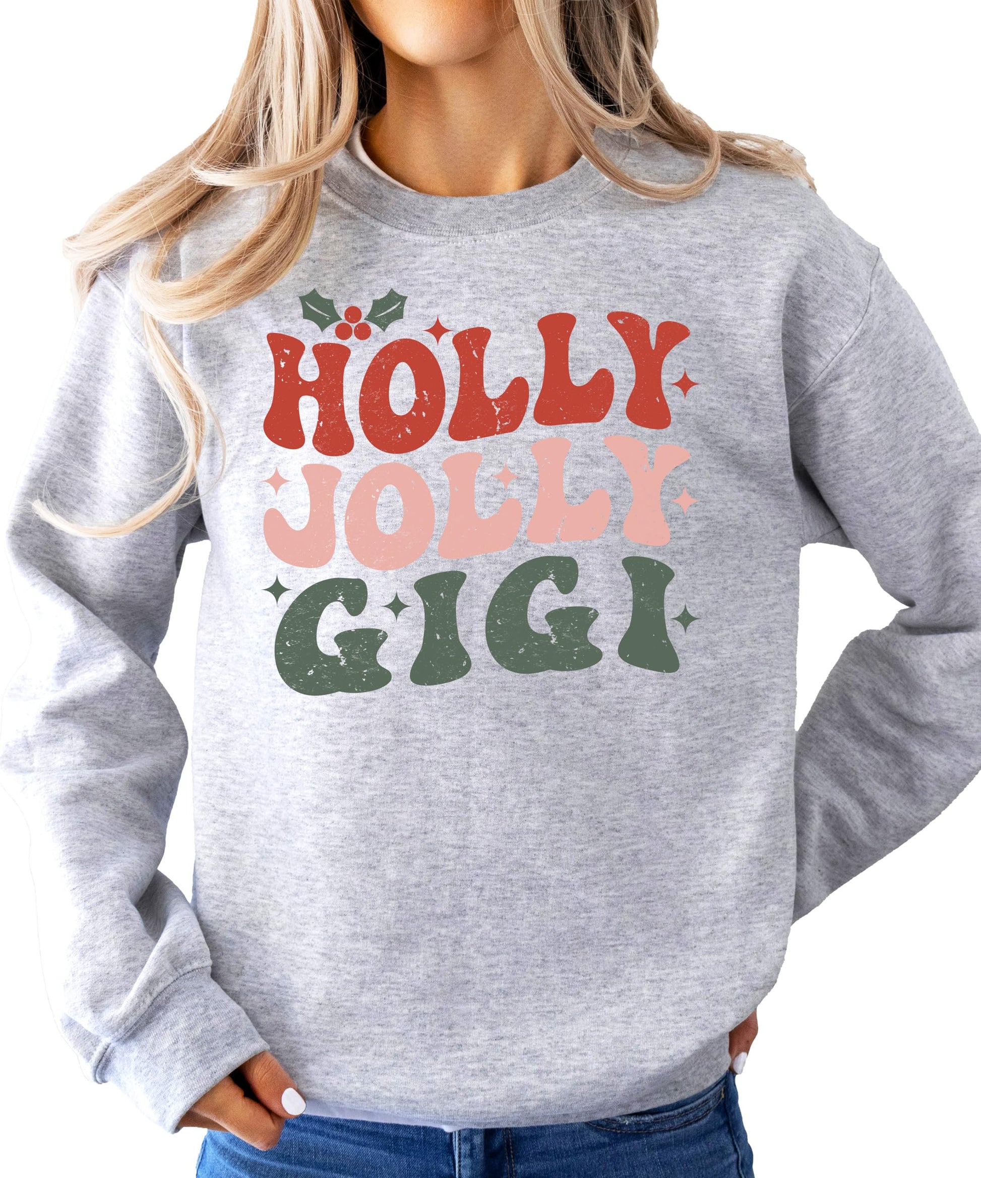 Olive Loves Apple Holly Jolly Gigi Christmas sweatshirt gift idea for grandma