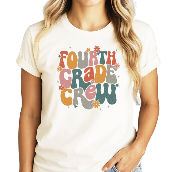 Fourth Grade Crew graphic tee displayed flat showing full design