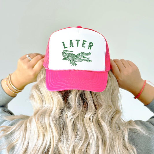 Later Gator Trucker Hat for Men & Women Funny Foam Front Classic 5 Panel Mesh Snapback