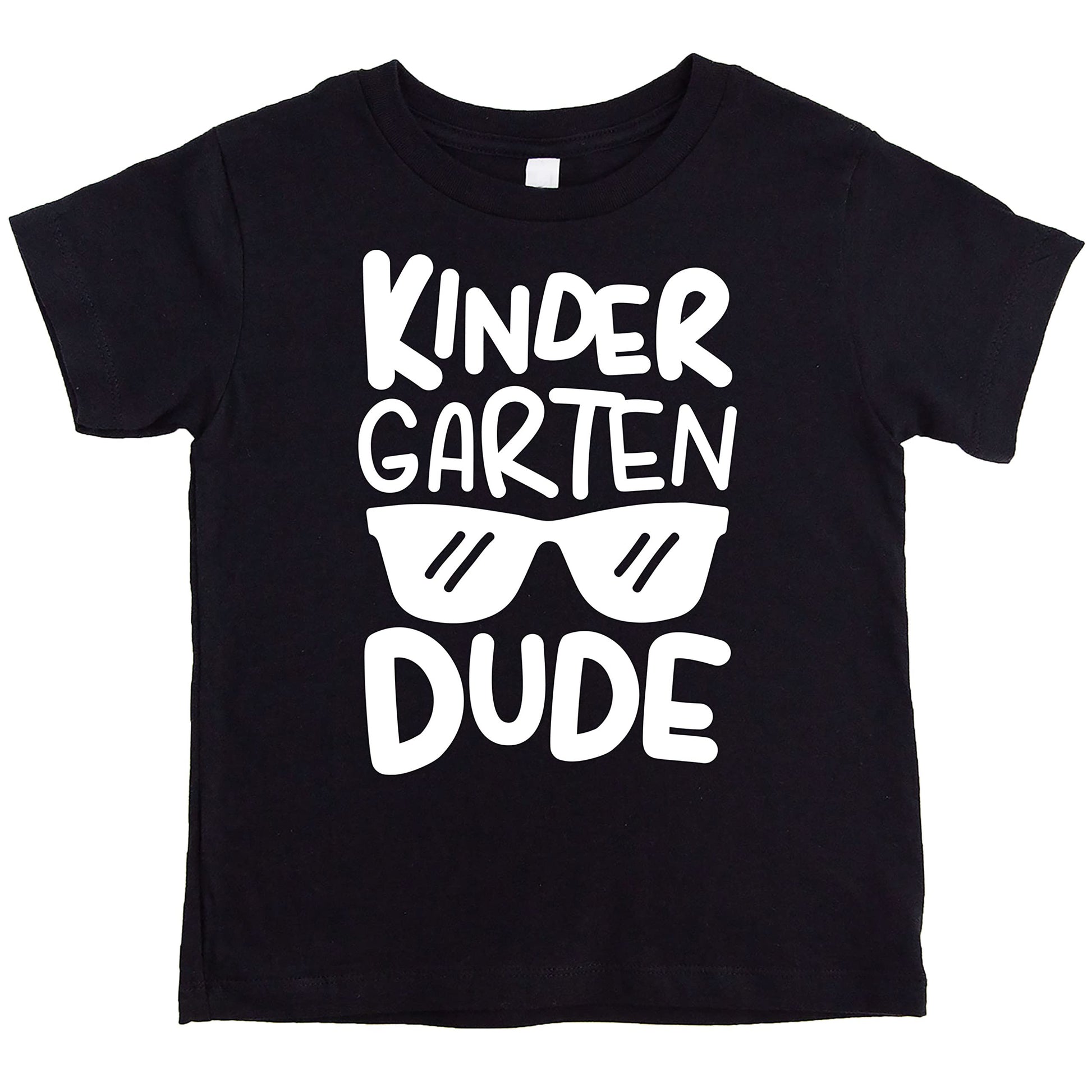 Boys royal blue kindergarten dude graphic tee with vintage sunglasses design for first day of school