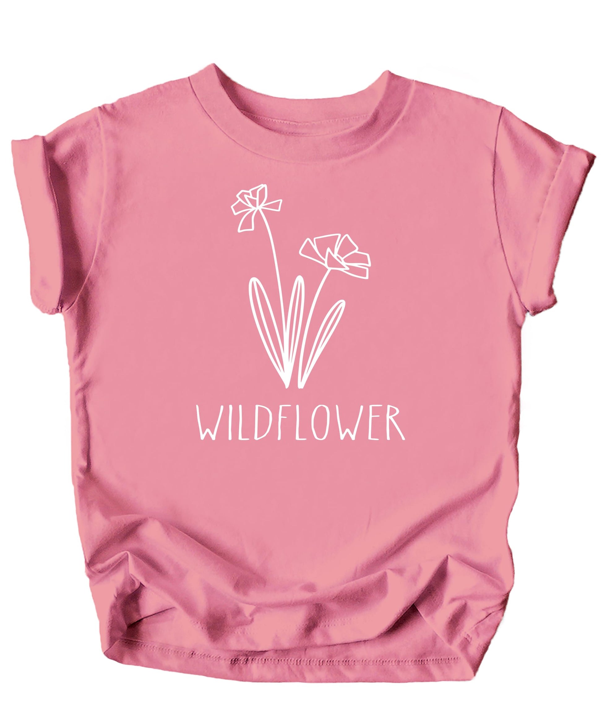 Wildflower graphic kids shirt in mauve shown as part of mommy and me set