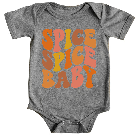 Spice Spice Baby kids shirt in vintage burgundy — fun fall Halloween graphic apparel
